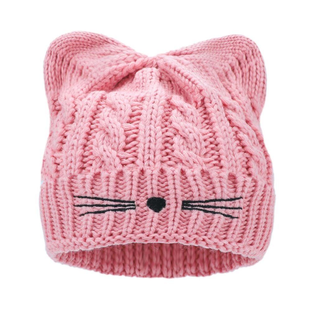 3763 Girls Cute Cat Ears Beanie Hat Winter Crochet Knit Cap Knitted Cat
